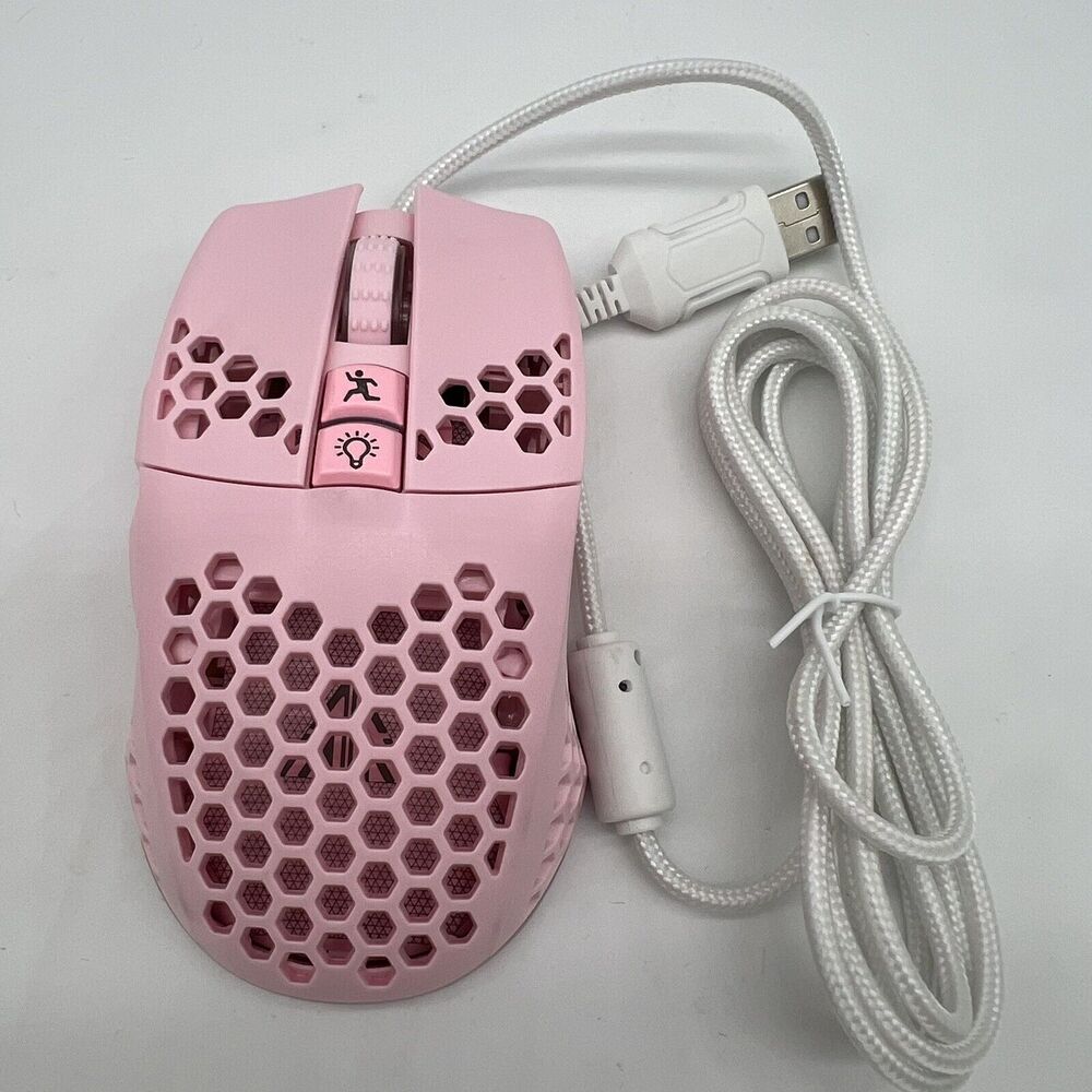 Solakaka SM900 Pink Wired Gaming Mouse With Honeycomb Shell